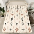 thumbnail image 2 of Manfei Vintage Cow Skull Bed Sheets 4 Pieces, Rustic Lodge Cabin King Sheets, Bohemian Aztec Sheet Set, Beige Brown Black Bedroom Decor, 2 of 7