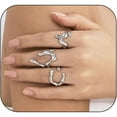 thumbnail image 4 of Gold/Silver Rings Set for Women chunky tacking Knuckle Rings Statement Stacking Womens Ring Pack, 4 of 4