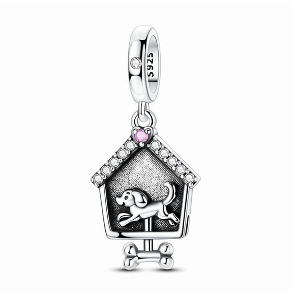 Silver Plated Dog Charm Bead for Bracelet Making