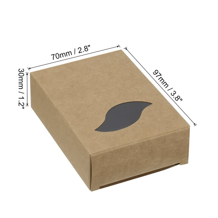 Uxcell 4x3x1 Paper Soap Box with Window Homemade Soap Boxes Leaf  Presents Packaging Boxes, Brown 30 Pack