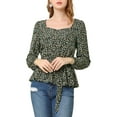 thumbnail image 1 of INSPIRE CHIC Blouse à Manches Longues Florale à Encolure Carrée avec Ceinture pour Femmes, 1 of 6
