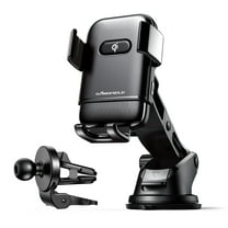Sandfield 15W Auto-Positioning Qi AIF4 Wireless Charging Car Holder with Telescopic Mount and Air Vent Clamp - Compatible with Qi Enabled iPhone and Android Models, Black (SVM-101)