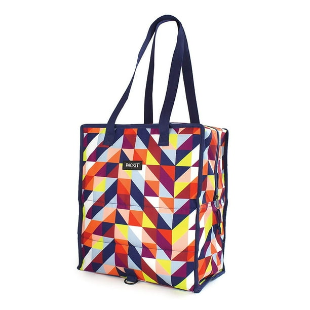 PackIt Freezable Grocery Tote Bag with Zippered Closure, Paradise Spice