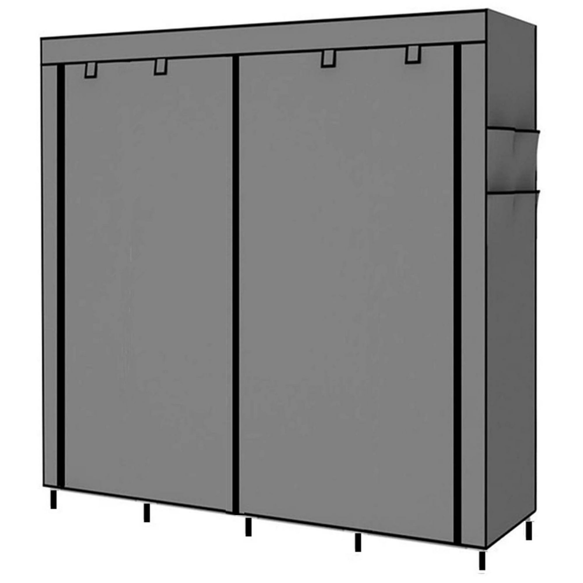 Armoire De Rangement, Penderie Portable Avec Barre De Suspension, Porte- Vêtements Pliable, Vestiaire, Chambre, Salle D'étude, 140 X 43 X 174 Cm, Noir RYG02BK