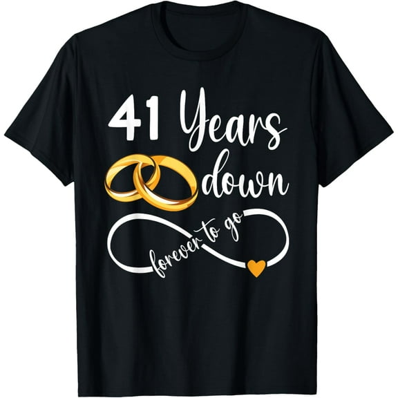 41 Years Down Forever To Go Couple 41st Wedding Anniversary T-Shirt