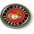thumbnail image 3 of BestLicensePlateFrames - US Marine Corps Combat Veteran, USMC 3D Domed CAR Emblem Badge Sticker Chrome Metal Bezel - Official U.S. Marine Corps Licensed Product, 3 of 6