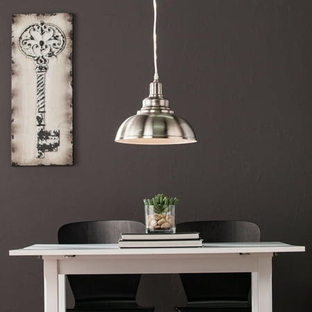 Forte Lighting Nickel Pendant - Southern Enterprises Merlyght Bell Pendant Lamp, Contemporary Style, Brushed Nickel