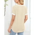 thumbnail image 7 of Women Tops under $5! Cagogo Summer Tops for Women Short Sleeve Button V Neck T Shirts Dressy Casual Loose Color Block Ribbed Summer Tops Blouses Blusas Casuales de Mujer Bonitas, 7 of 7