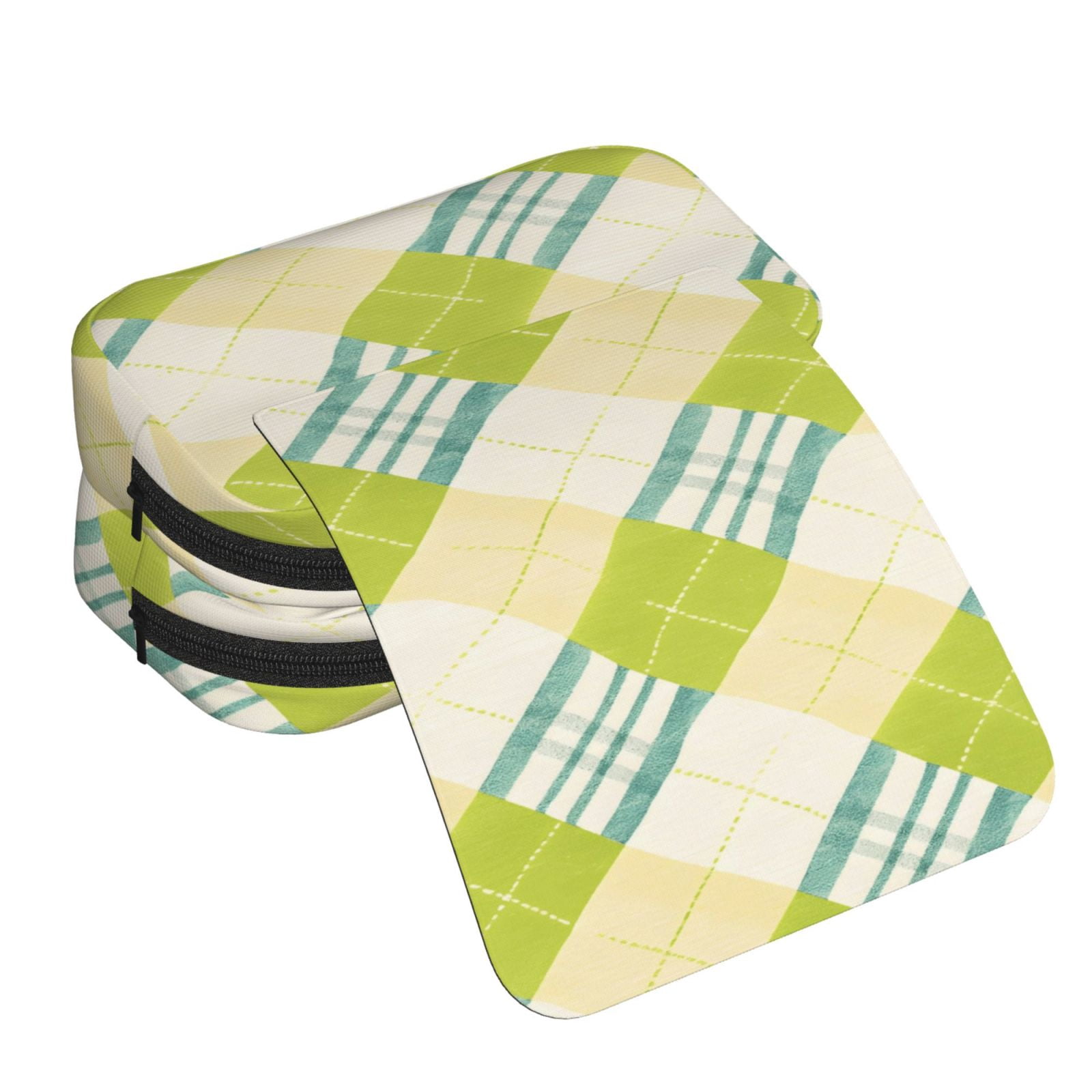 Large-Capacity Flip-Top Double-Layer Pencil Case, Multi-Functional Pocket Pen Case, Durable Stationery Organizer Lime Houndstooth Hand-Drawn Sketch_1