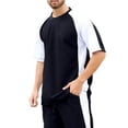 thumbnail image 2 of AnuYalue Men's Waffle T-Shirt Short Sleeve Running Tees Color Block Baseball Shirt Hiking Workout Tops Round Neck, 2 of 8