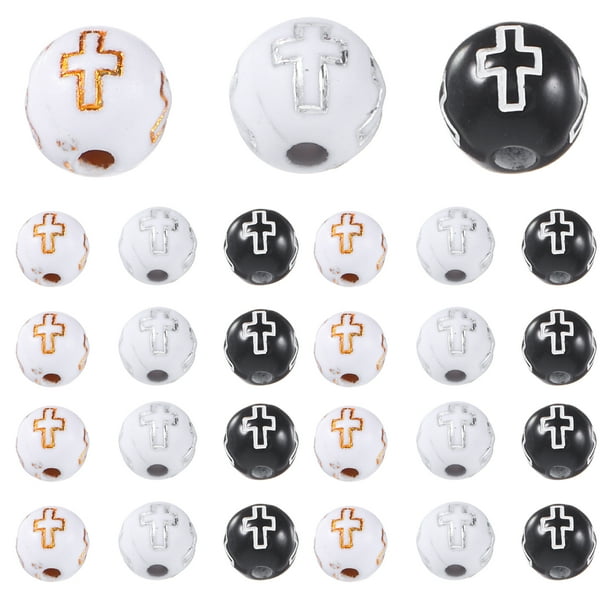 GOOHOCHY 300 cuentas cruzadas: cuentas espaciadoras redondas de rosario católico para hacer collares, pulseras y joyas cristianas.