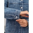thumbnail image 5 of DARING DIVA Women's Long Sleeve Button Down Pockets Western Denim Jacket XL Gray Blue, 5 of 7