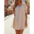 thumbnail image 4 of LMLYSoH Women Mini Dress Short Sleeve Tie-up Floral Dress Summer Dress for Casual Daily Dating, 4 of 9