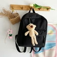 thumbnail image 5 of SUSHANG Men and Women Adult Fashion Solid Color Nylon Zipper Large Capacity Bear Pendant Student Backpack for Men Women College Bookbag, 5 of 6