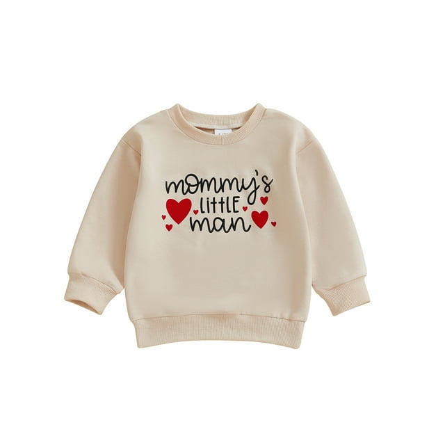 Gupgi Chandail en Molleton Garçon Tout-Petit Saint-Valentin Imprimé Lettre Cœur Manches Longues Col Rond Pull Bébé