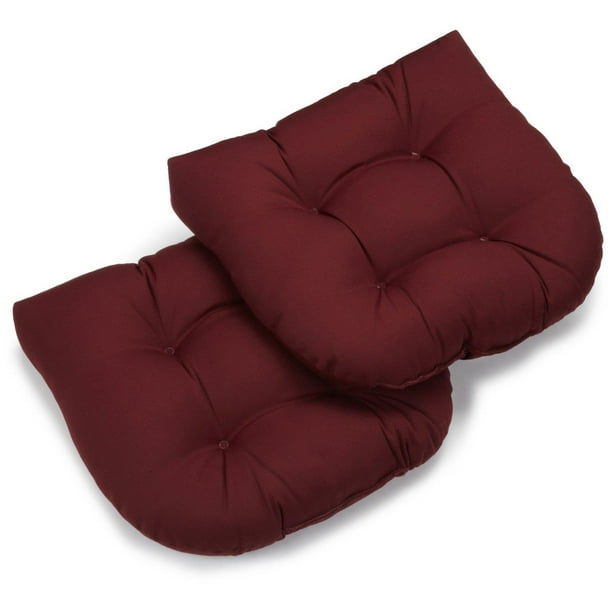 19-inch U-Shaped Twill Tufted Dining Chair Cushion (Set of 2)-Color:Burgundy - Walmart.com 
