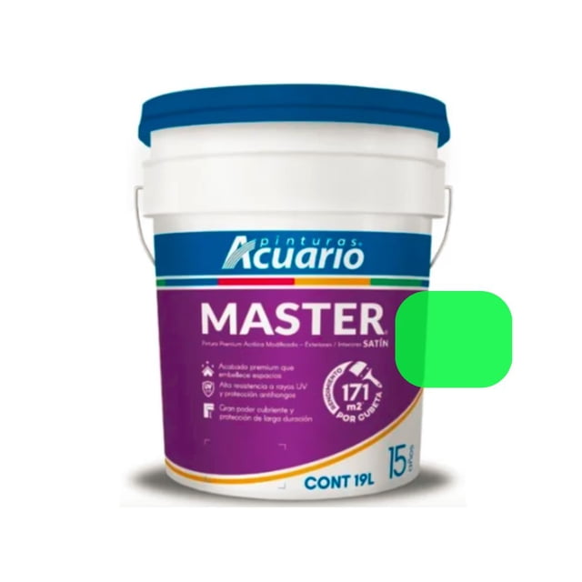PINTURA VINILICA SATINADA MASTER COLORES VERDES ACUARIO CUBETA