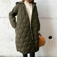 thumbnail image 2 of Stichou Women's Diamond Quilted Jacket Zipper Up Hooded Long Lightweight Padding Down Coat with Pockets Army Green One Size, 2 of 5