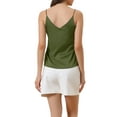 thumbnail image 3 of Women's Satin Camisole Tank Cami Strap V Neck Top Silky Casual Wrok Formal Layer Shirt 2026 2XL Avocado Green, 3 of 6