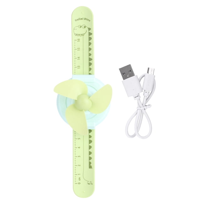 Tarente Compact Innovant Cartoon Montre Forme réglable Mini Kid Ventilateur USB Dragonne Règle de Charge (Vert)