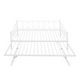 thumbnail image 4 of SESSLIFE Full Size Metal Daybed with Full Size Adjustable Trundle, Heavy-Duty Steel Daybed with Pull Down Trundle Bed (White), 4 of 10