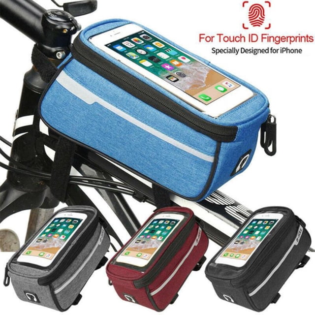 Bike Storage Bag Multifunctional Waterproof Portable 6 Inch Cycling Front Tube Pouch Phone Holder Cycling Accessories Black