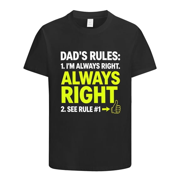 Dad's Rules Funny Shirts, Gifts for Dad, Humor Novelty Sarcastic Graphic Tees Gift Idea for Fathers Day, Birthday, Christmas, Dad Shirt, Funny Mens T Shirt, Size S