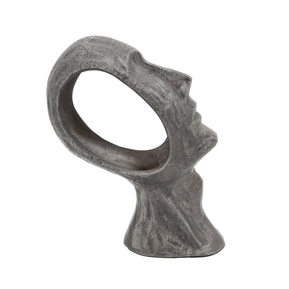 Sagebrook Home 11" Metal Face Decor, Gunmetal