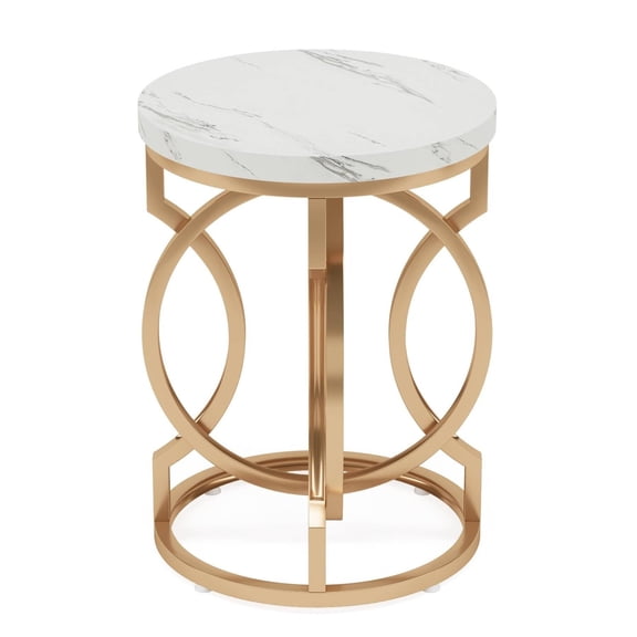 Tribesigns Round End Table, Modern Faux Marble Nightstand Side Table