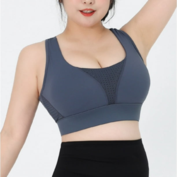 PUIYRBS Grande Taille pour Femme Maille Couture Sport Sous Vetements Haute Resistance Gilet de Fitness Latex Soutien Gorge Vetements de Yoga Walmart