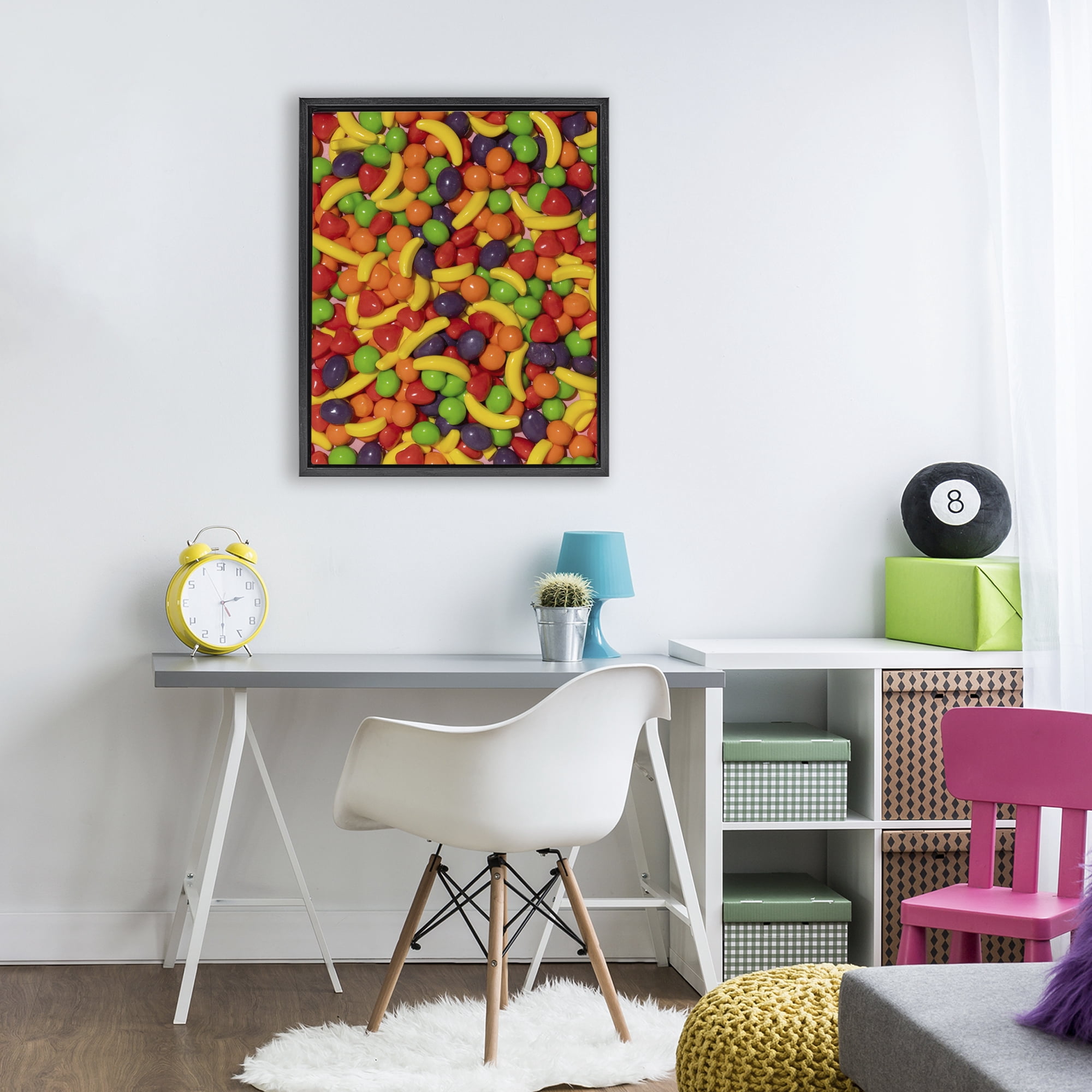 Stupell Industries Retro Assorted Fruit Candy Black Framed Floater Canvas Wall Art, design by LISH Creative