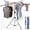 Silver, variant on Riousery Tripod Clothes Drying Rack, 4-Arm Foldable Laundry Drying Stand with 71" Adjustable Height & 79" Extra-Wide Drying Space, Stainless Steel Portable Rack with Windproof Hanger Hooks