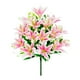 thumbnail image 2 of Ramo de Lirios Artificiales de Seda Rosa de 18 Cabezas, 42 Cm de Alto, Ideal para Decoración Del Hogar, Bodas y Fiestas. No Requiere Mantenimiento., 2 of 6