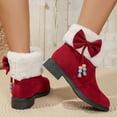 thumbnail image 3 of Rokment Bow Mid Calf Snow Boots for Women Girls 2025 Ethnic Fuzzy Warm Suede Bowknot Short Dress Ankle Booties, 3 of 6