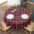 thumbnail image 3 of Red Christmas Plaid and Snowflake Pattern Round Tablecloth 60"x60",Wrinkle Wipeable Table Cloth for Kitchen Dining Room Picnic Patio Party, 3 of 6