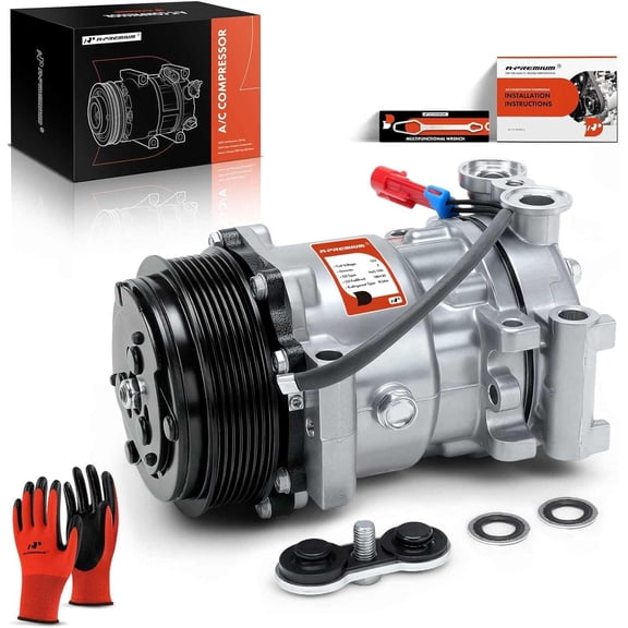 A-Premium Air Conditioner AC Compressor with Clutch Compatible with Chevrolet C6500 Kodiak/C8500 2003-2009 & GMC C6500/C7500 Topkick 2003-2009 & Isuzu HTR/HVR 2005-2008, HXR 2006-2006, 7.2L 7.8L
