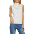 thumbnail image 6 of TTUHYWXI Sleeveless Turtlenecks Tops for Women Lightweight Knit Sleeveless Vest Stretchy Turtleneck (White, L), 6 of 6