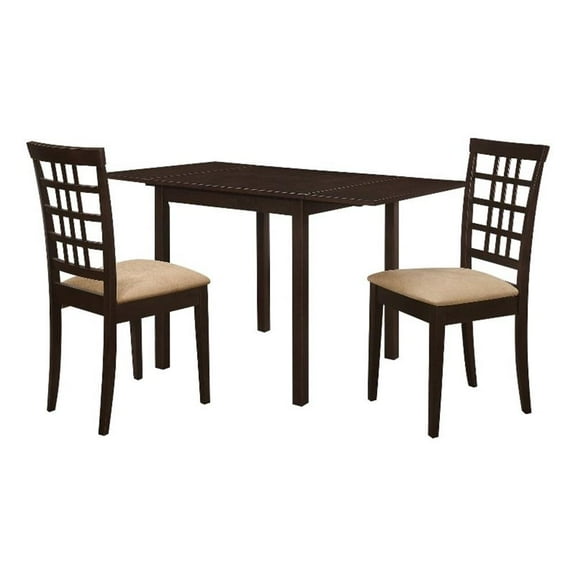 Kelso 3-piece Drop Leaf Dining Table Set Cappuccino and Tan