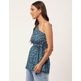 thumbnail image 6 of Moomaya Women's Printed One Shoulder Casual Top, Regular Fit Peplum Short Top, 6 of 8