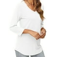 thumbnail image 4 of Liher 3/4 Sleeve T-shirts for Women Fashion V Neck Basic Top Comfort Soft White Tee Shirt Clothes Size XXL, 4 of 6