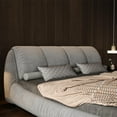 thumbnail image 4 of Modern King Size Upholstered Platform Bed with Oversized Ultra-soft Cushioned Headboard and 1000 Lbs Weight Capacity, No Box Spring Needed, Noiseless, Grey, 4 of 7
