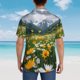 thumbnail image 4 of Balery Mountain Daisy Meadow Camisas hawaianas de manga corta para hombre, camisas playeras de corte holgado, camisas de vacaciones con botones,XX-Large, 4 of 7