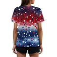 thumbnail image 4 of Iaqnaocc 250 Anniversary Usa Shirt for Women 4th Of July Short Sleeve Button Down V-Neck Independence Day American Flag Stars Tees Vintage Summer July 4th Celebration Tee Shirts Blue XL, 4 of 4
