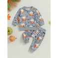 thumbnail image 2 of Newborn Baby Boys Girl Halloween Outfits Pumpkin Print Long Sleeve Sweatshirt and Elastic Pants 2 Piece Fall Clothes, 2 of 8