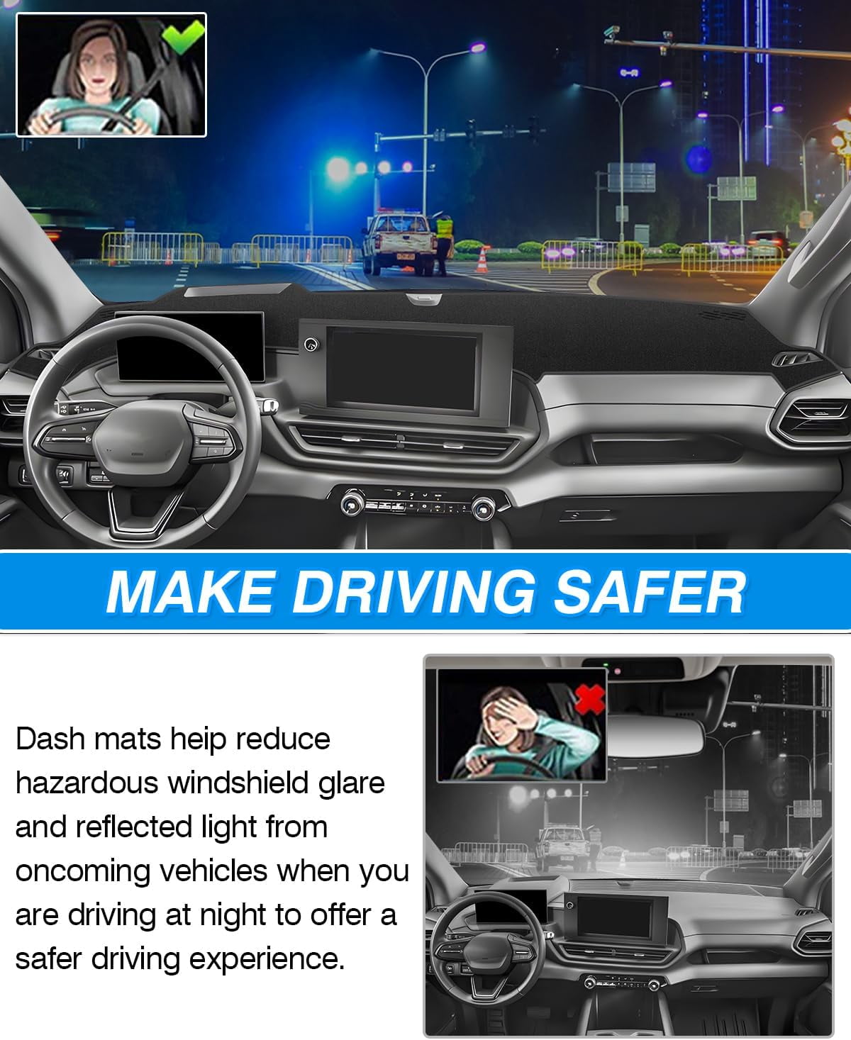 PRM Dash Cover Compatible with Silverado EV WT 2024 2025 2026 (Not for RST Version) Dashboard Cover Mat Silverado EV Accessories Non-Slip Carpet Sunshield Glare UV Rays Protector (Polyester)