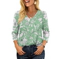 thumbnail image 5 of Womens Tops 3/4 Sleeve Dressy Casual Shirts Fall Outfits Travel Vacation Plus Size Spring Clothes Mint Green 2XL, 5 of 5