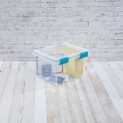 Sterilite Gasket Box, 32 Quart Clear Weather-Resistant Plastic File Storage Bin with Gasket Seal and Latch Lid, Blue