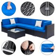 thumbnail image 5 of Zimtown 7-Piece Outdoor Sectional Sofa, Wicker Conversation Set with Iron Frame & Thick Cushions, Blue, 5 of 9