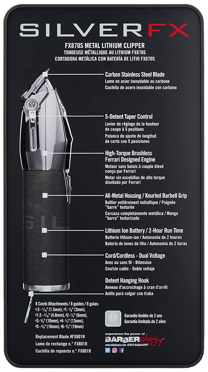 BaBylissPRO SilverFX Cordless Clipper - FX870S