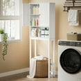 thumbnail image 2 of Over The Toilet Storage Cabinet with Adjustable Shelves & Double Doors, bathroom storage over toilet, Anti-Tip Kit, Space-Saving toilet organizers and storage, Shutter Design, White, 2 of 10